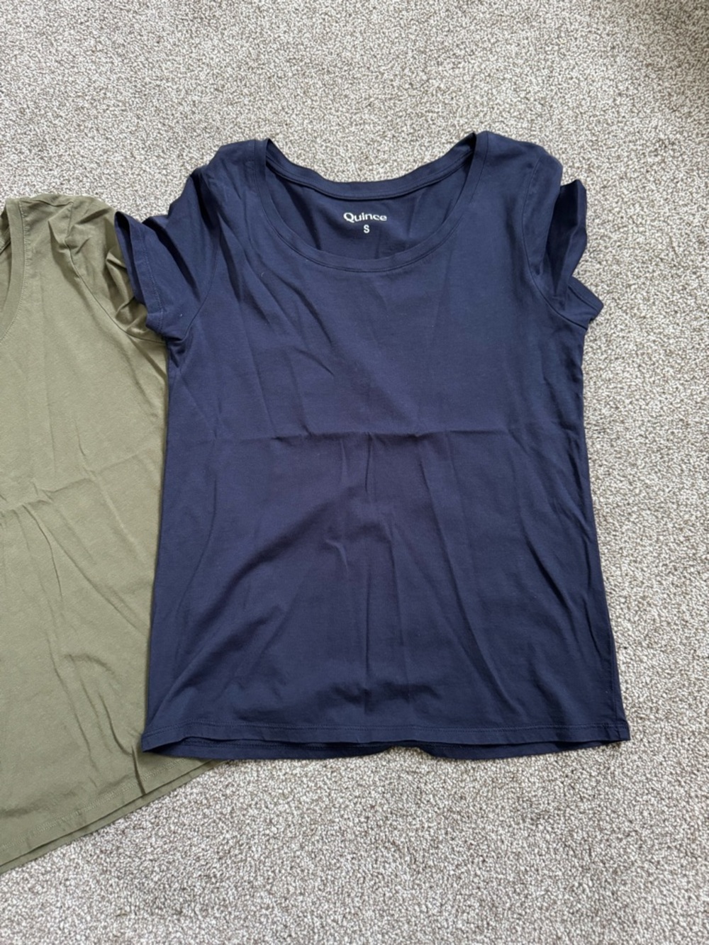 Women's, Set of 2 - Quince Cotton Modal Scoop Neck Tee, Size S  - Navy and Olive - Picture 5 of 8